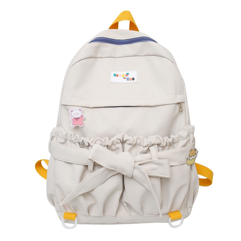 swvws Fashion Kawaii Bow Waterproof Female Laptop Backpack Ladies Nylon College Backpack Trendy Women School Bag Girl Travel Cute Bags