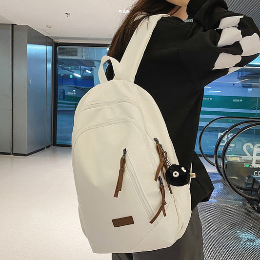 Canvas Women Backpack Female Travel Bag Backpacks Schoolbag For Teenage Girl Solid Color Multi Pocket Backpack Schoolbag