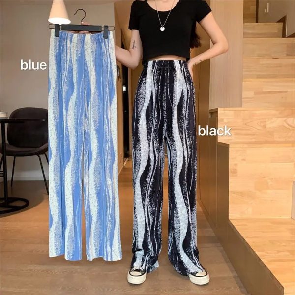 swvws Fashion Tie-Dye Casual Pants  New Summer Women's Loose Wide-Leg Pants Trousers High-Waist Straight-Leg Pants  Joggers Women