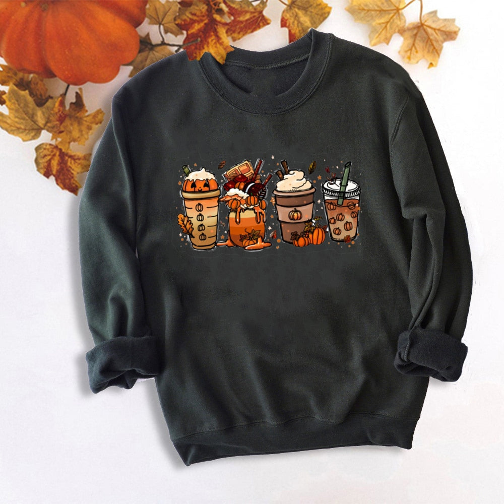 swvws Halloween Costume Colored Tis' The Season Pumpkin Spice Sweatshirt Retro Fall Women Long Sleeve Autumn Halloween Pullovers Streetwear Outfits