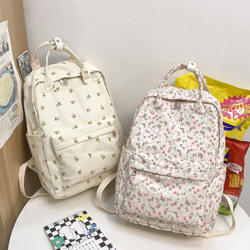 swvws Female Floral Laptop Student Bag Trendy Girl Print Cute Travel Book Backpack Fashion New Lady College Backpack Women School Bags