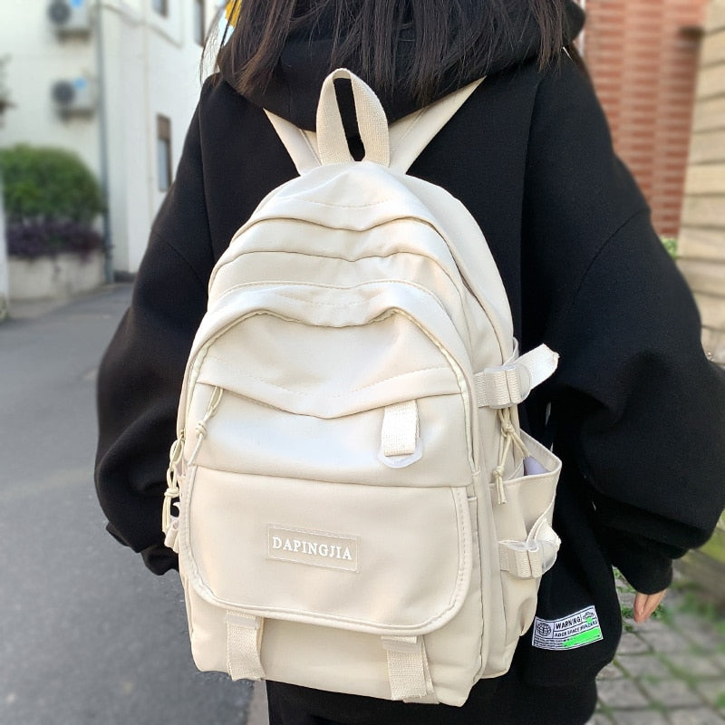 Cool Female Waterproof White College Backpack Trendy Lady Laptop Backpack Book Girl Travel Student Bag Fashion Women School Bags