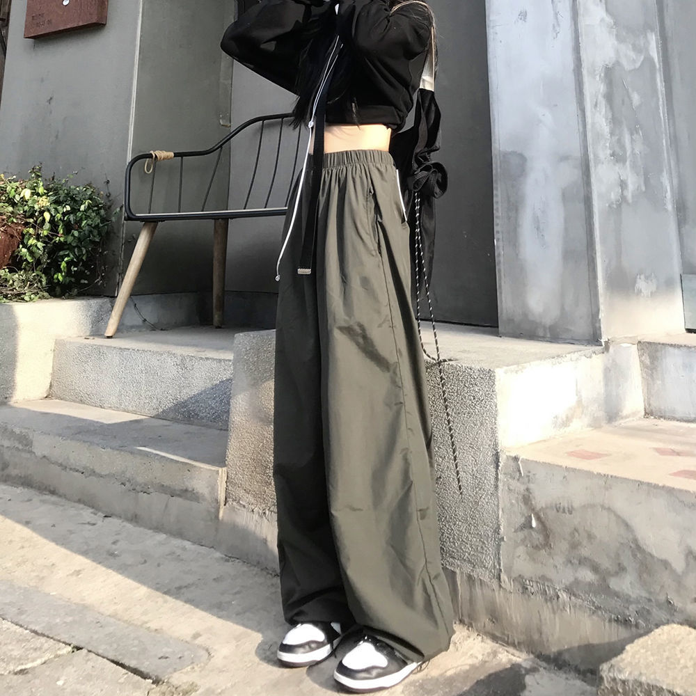 swvws Harajuku Green Cargo Pants Women Oversize Korean Streetwear Wide Leg Black Trousers Female Hip Hop Jogging Sweatpants