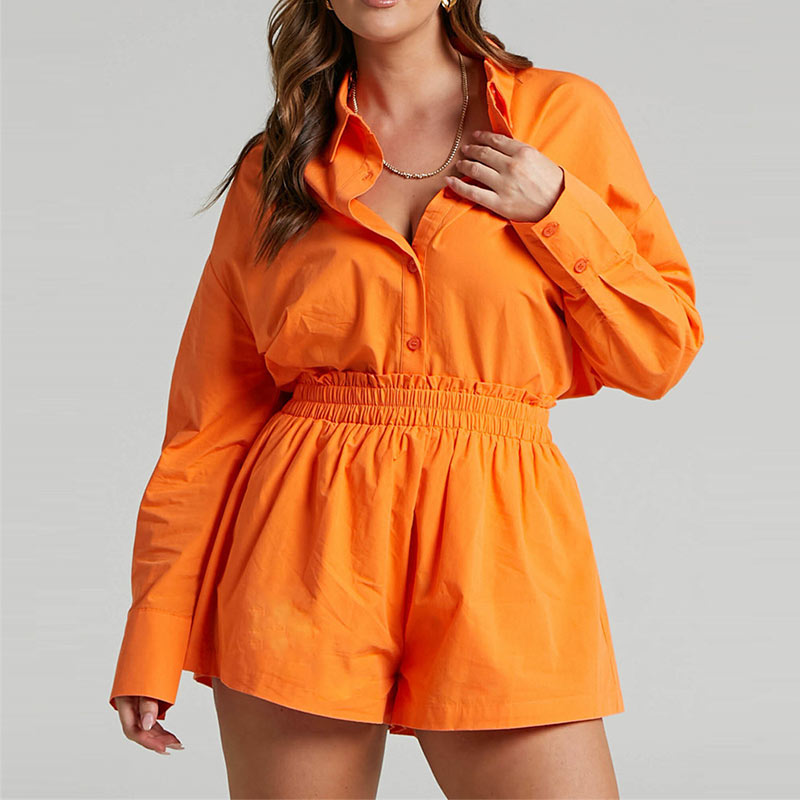 swvws Back To School Women Casual Tracksuit Shorts Set Summer Long Sleeve Shirt Tops And Mini Drawstring Shorts Suit Lounge Wear Two Piece Set