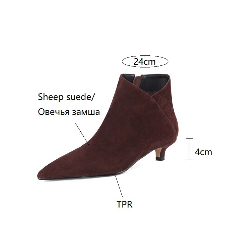 swvws  fashion inspo    NEW Autumn Women Ankle Boots Sheep Suede Shoes Pointed Toe High Heel Shoes Women Concise Thin Heel Boots for Woman botines mujer