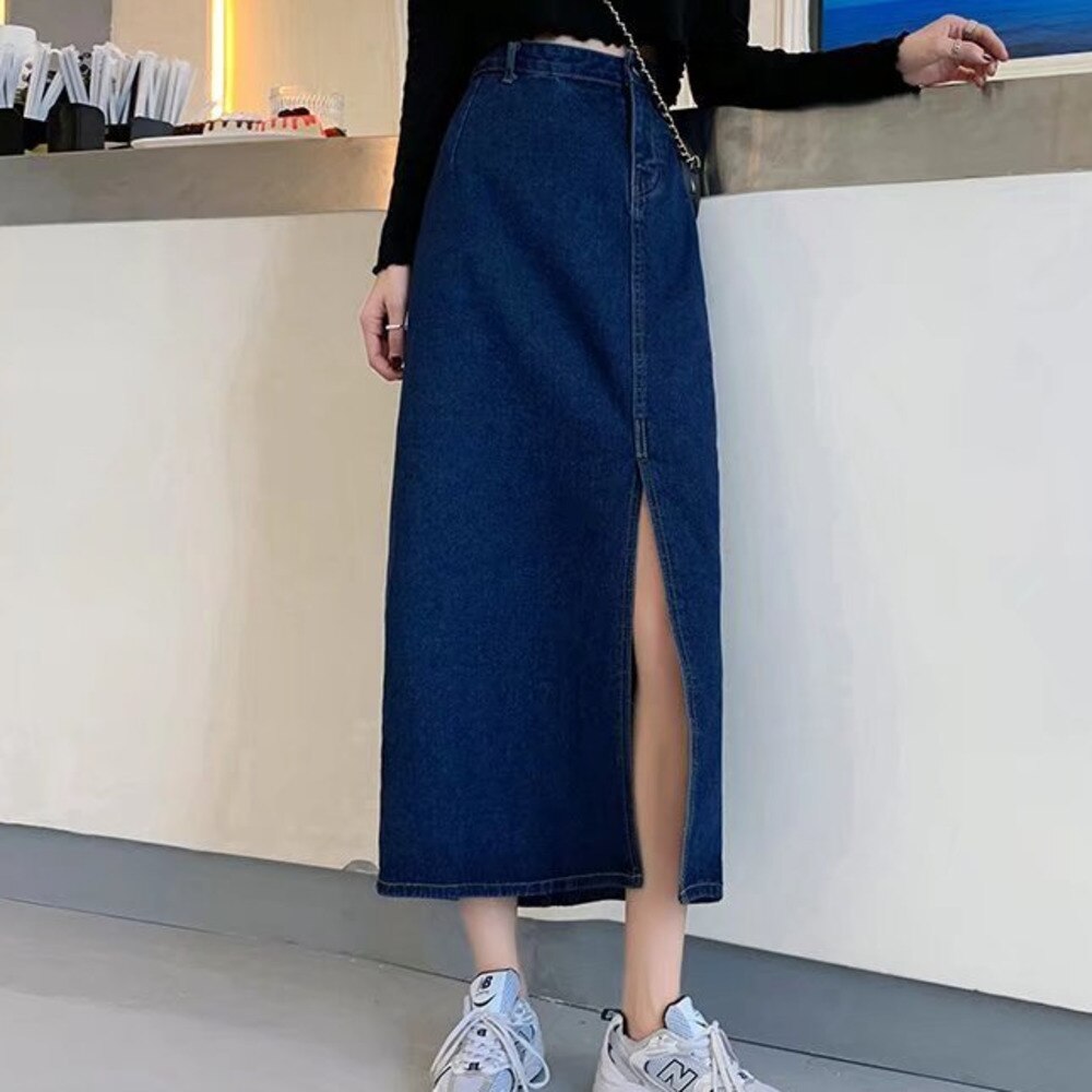 swvws Denim Skirt   Woman Jeans Skirt Wide Leg Denim Clothing Blue Jeans Vintage Quality  Fashion Straight Pants