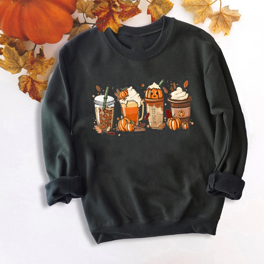 swvws Halloween Costume Colored Tis' The Season Pumpkin Spice Sweatshirt Retro Fall Women Long Sleeve Autumn Halloween Pullovers Streetwear Outfits