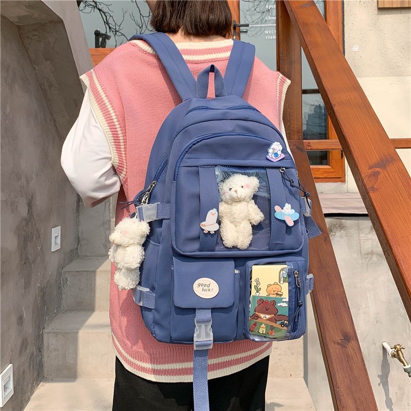 BACK TO SCHOOL  Cute Women Backpack Waterproof Large Capacity Nylon College Schoolbag Female Laptop Lady Girl Travel Kawaii Black Book Bags