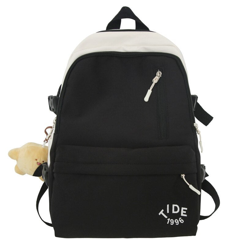 Back To School Fashion Women School Bags Cool Female Solid Color Black College Backpack Trendy Men Laptop Backpack Book Girl Travel Student Bag