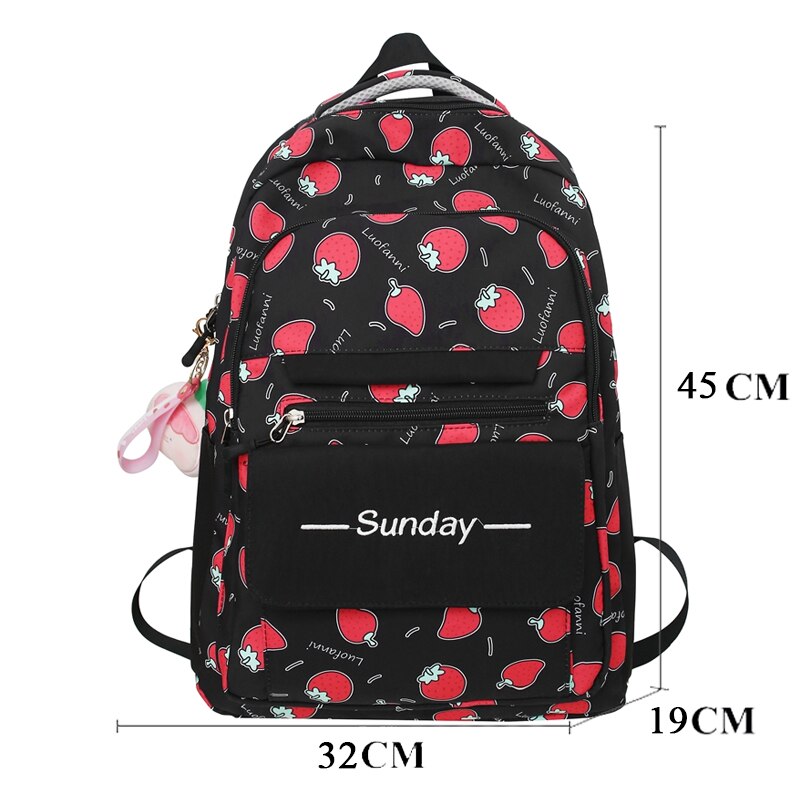 Back to school  Cute Teenager Bookbag Fashion Waterproof Women Mochila Laptop Rucksack for Girls Kawaii Fruit Print Schoolbag Backpack