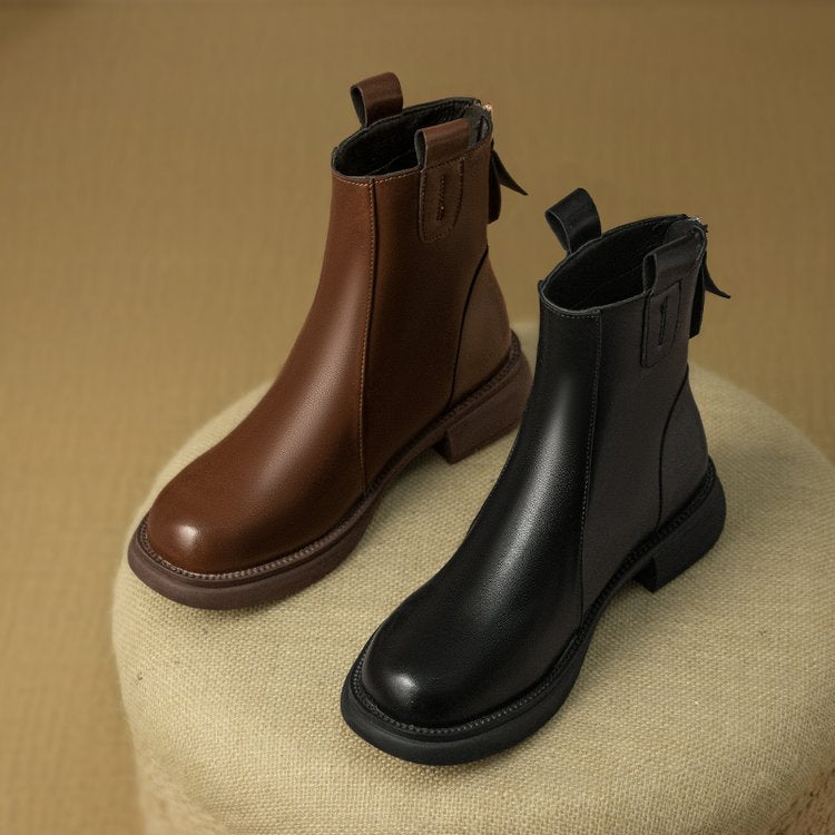 swvws Round Toe Fashion Comfort Boots Shoes Zipper Winter Footwear Boots - Women's Ankle Rubber Women's Autumn Roman Thermal Boots