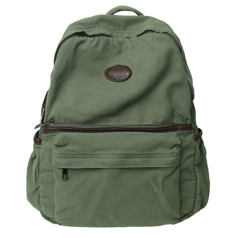 swvws Ladies Male Vintage Green Canvas College Backpack Fashion Female Laptop Girl Travel Boy Leisure Retro Book Men Women School Bags