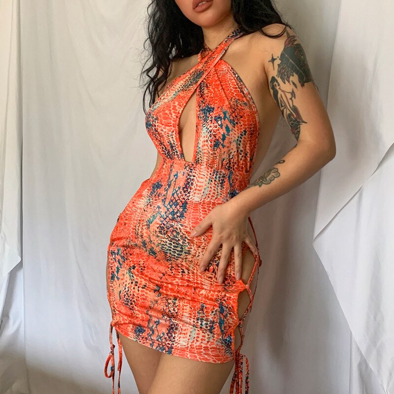 swvws Floral Print Summer Dress  Sexy Backless Bohemian Women's Dresses High Waist Strap Sundress Fashion Robe Vestido De Mujer