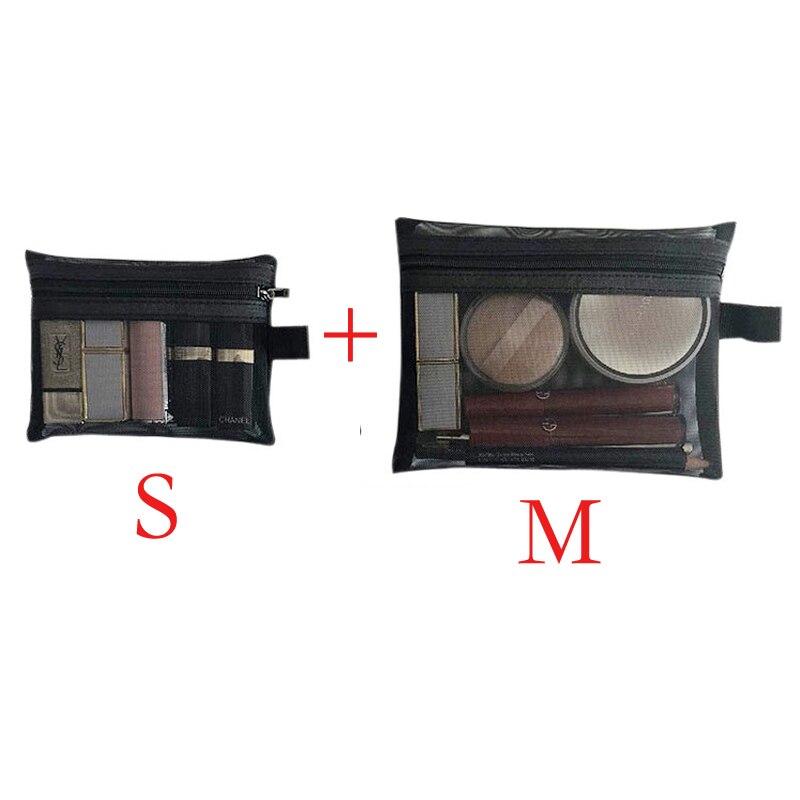 swvws  Mini Mesh Cosmetic Bag Women Portable Lipstick Bag Makeup Bag One Set Makeup Pouch Toiletry Bag Necessarie Feminina Kosmetyczka