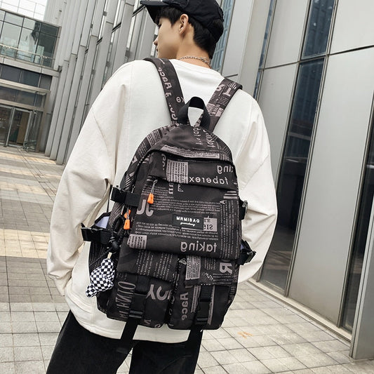 School Bag Male Student Shoulders Large Capacity Couple Backpack Fashion Cool Backpack Female College Teen Computer Bag Mochila