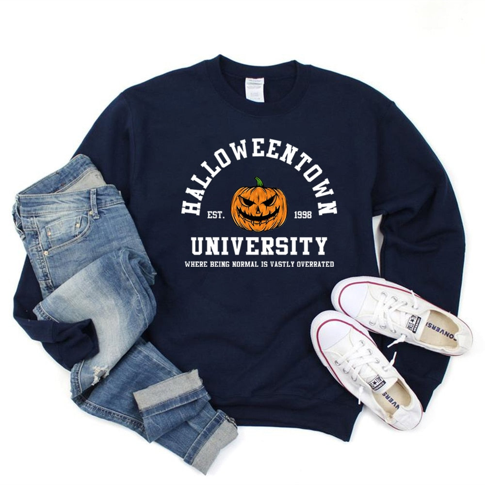 swvws Halloween Costume Vintage Halloweentown Sweatshirt Halloweentown Est 1998 Pullover Funny Halloween Town Fall Hoodies Pumpkin Halloween Sweatshirts