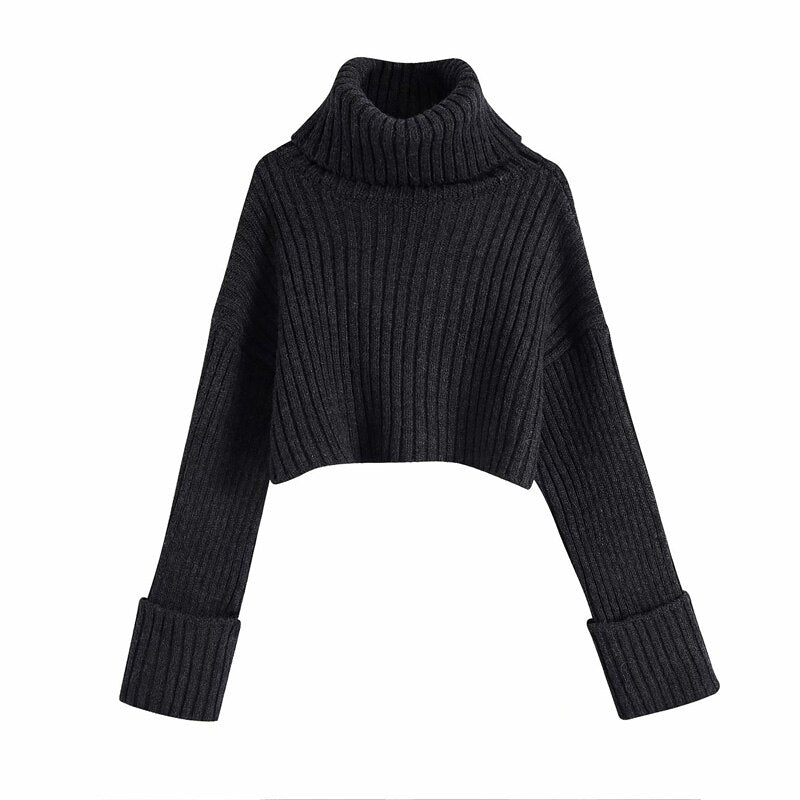 swvws Ladies Autumn And Winter Retro Turtleneck Sweater  Solid Long Sleeve Warm Knit Pullover Women Casual Sweater