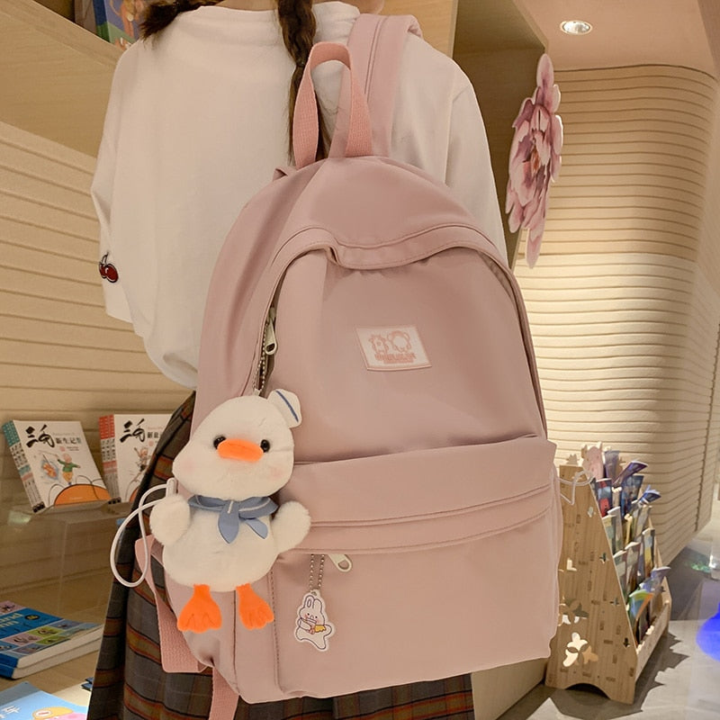 swvws Female Waterproof White Laptop College Backpack Girl Travel Book Backpack Fashion Lady Student Bag Cute Women Trendy School Bags