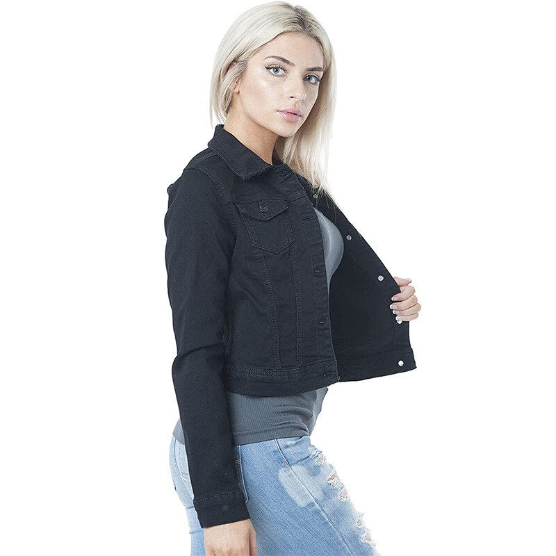 swvws Spring Autumn  Ruffles Denim Jacket For Women Long Sleeve Pocket Jacket Femme Casual Overcoat Single Breasted Chic Jean Coat