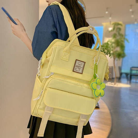 swvws New Women Yellow Cute Trendy School Bag Girl Travel Book Backpack Fashion Lady Student Bag Female Laptop College Backpack Kawaii