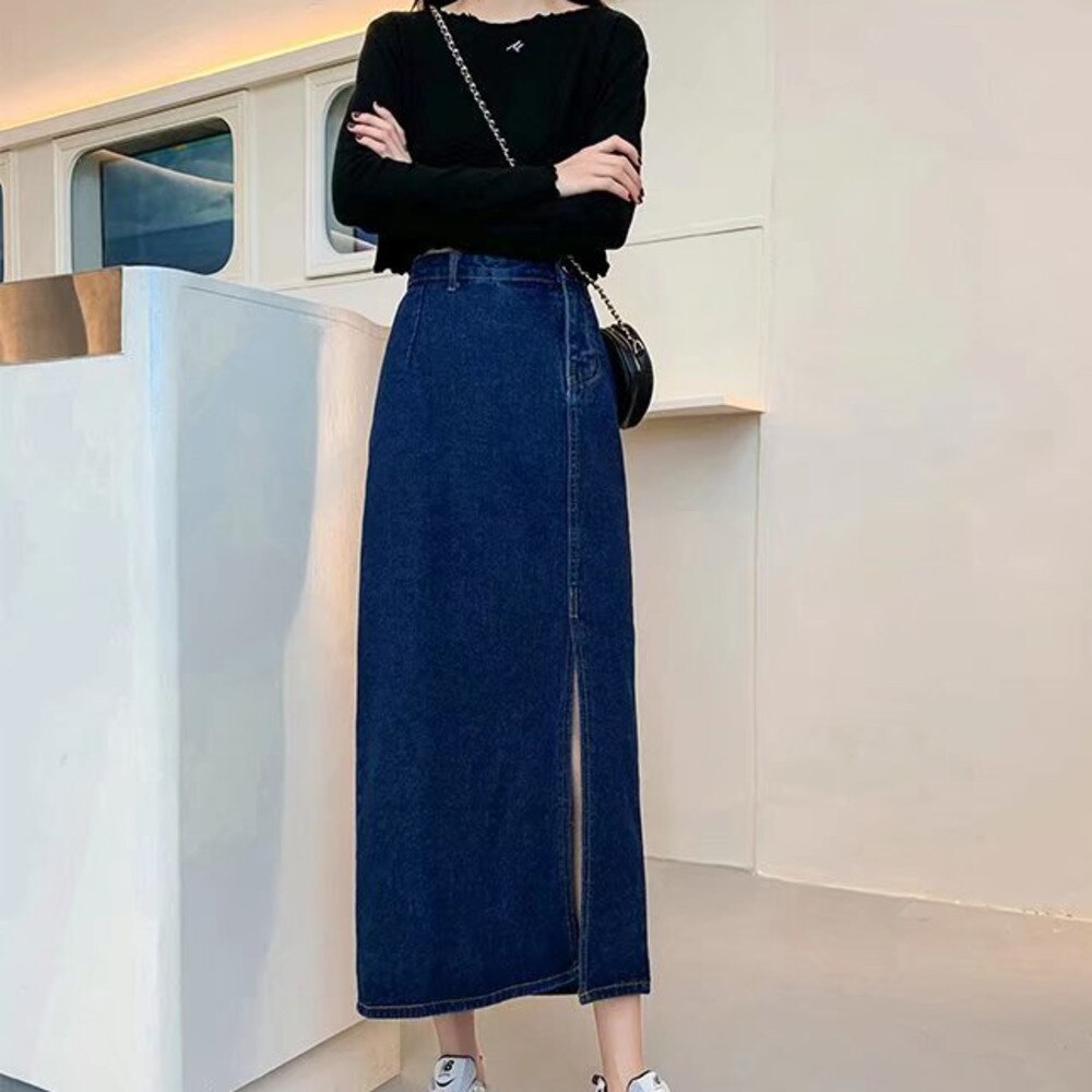 swvws Denim Skirt   Woman Jeans Skirt Wide Leg Denim Clothing Blue Jeans Vintage Quality  Fashion Straight Pants