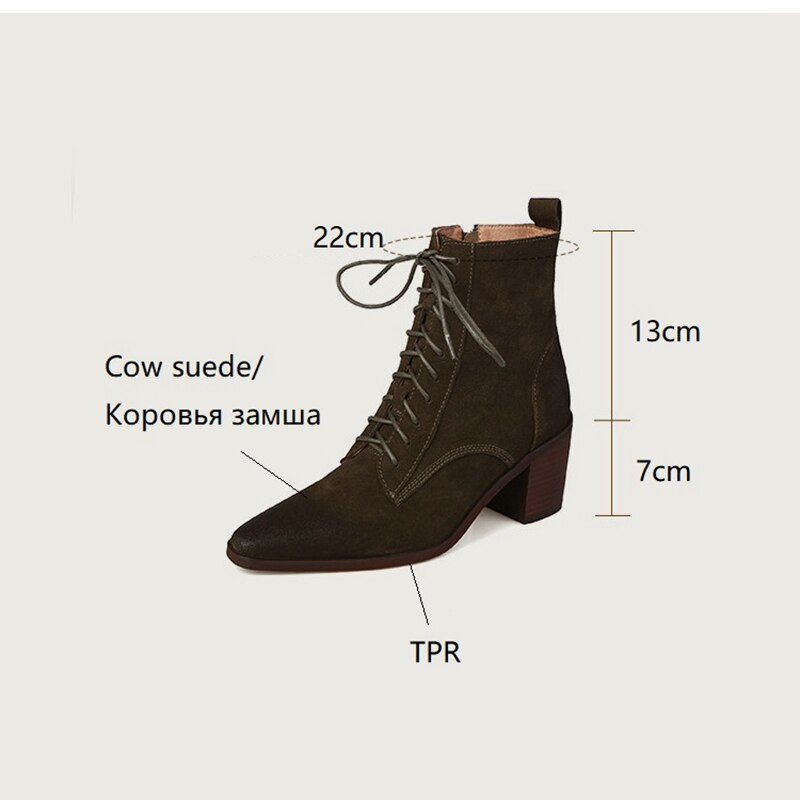 swvws Autumn Boots     NEW Fall Shoes Women Pointed Toe Chunky Heel Shoes for Women Retro Cow Suede Western Boots Concise Short Boots Women Brown Shoes