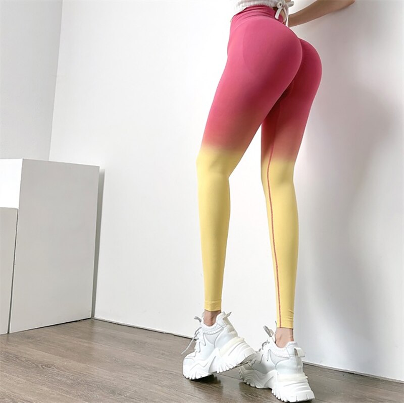 swvws Seamless Leggings Yoga Pants Women Push Up Sports Fitness Jogging Gradient High Waist Gym Workout Scrunch Butt Running Leggings