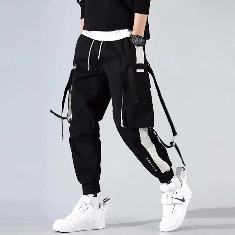 swvws Mens Vintage Hip Hop Style Baggy Jeans Streetwear Pockets Men's Jogger Pants Hip Hop Sweatpants Joggers Trousers Tactical Mens Pants Cargo Harem Pants Men Clothes