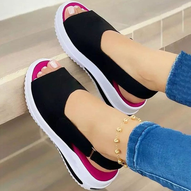 swvws Women Sandals Peep Toe Low Heels Sandals Wedges Shoes For Women Elegant Heeled Sandalias Mujer Free Shipping Summer Sandals