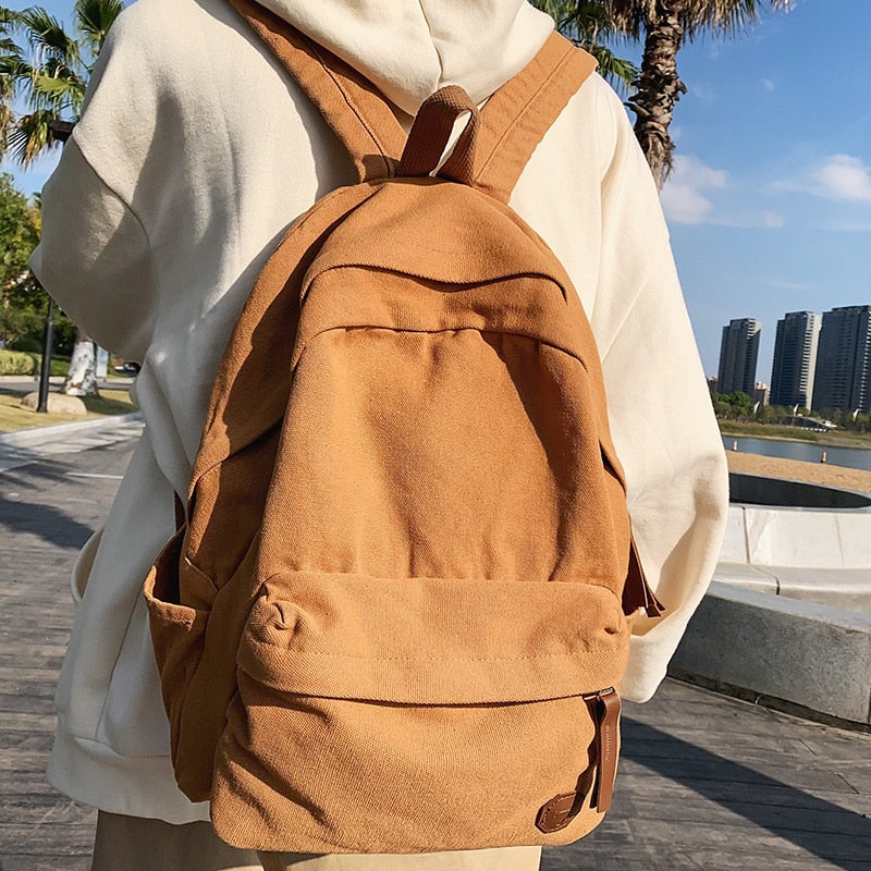 swvws Lady Male Canvas Vintage College Backpack Cool Girl Boy Travel Leisure Retro Book Bag Fashion Female Laptop Men Women School Bag