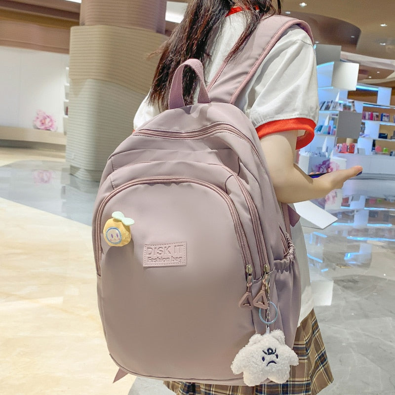 swvws Girl Kawaii Green Laptop Backpack Trendy Women Cute Leisure Schoolbag Female Nylon Book Bag Fashion Ladies Travel College Packet