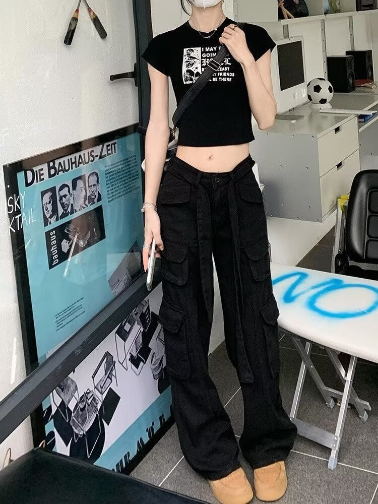 swvws trousers summer popular light-colored women's new temperament trend wide-leg pants Japanese fashion zipper jeans