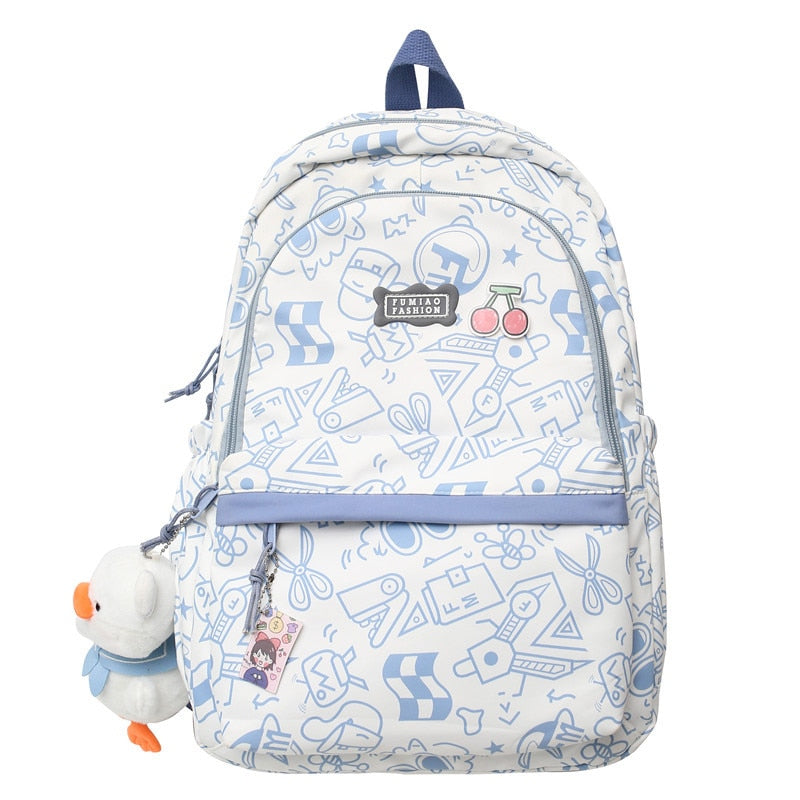 swvws Cartoon Print Female Laptop College Packet Girl Travel Harajuku Book Backpack Lady Kawaii Graffiti Bags Fashion Women SchoolBag