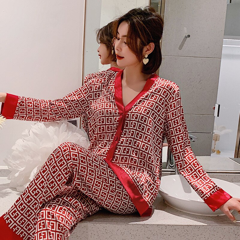 swvws Silk Pajamas For Women Luxury Designer Casual Shorts Suits Ladies Pajamas Set V Neck Sexy Nightwear Sleepwear Home Clothes