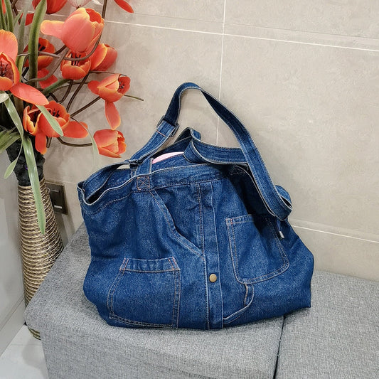 swvws  Denim Shoulder Bags for Women Casual Jeans Handbags Designer Large Shopping Bags Fashion Tote