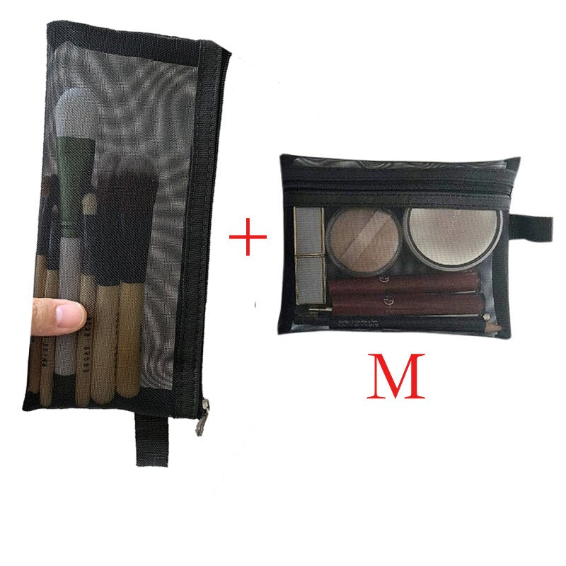 swvws  Mini Mesh Cosmetic Bag Women Portable Lipstick Bag Makeup Bag One Set Makeup Pouch Toiletry Bag Necessarie Feminina Kosmetyczka