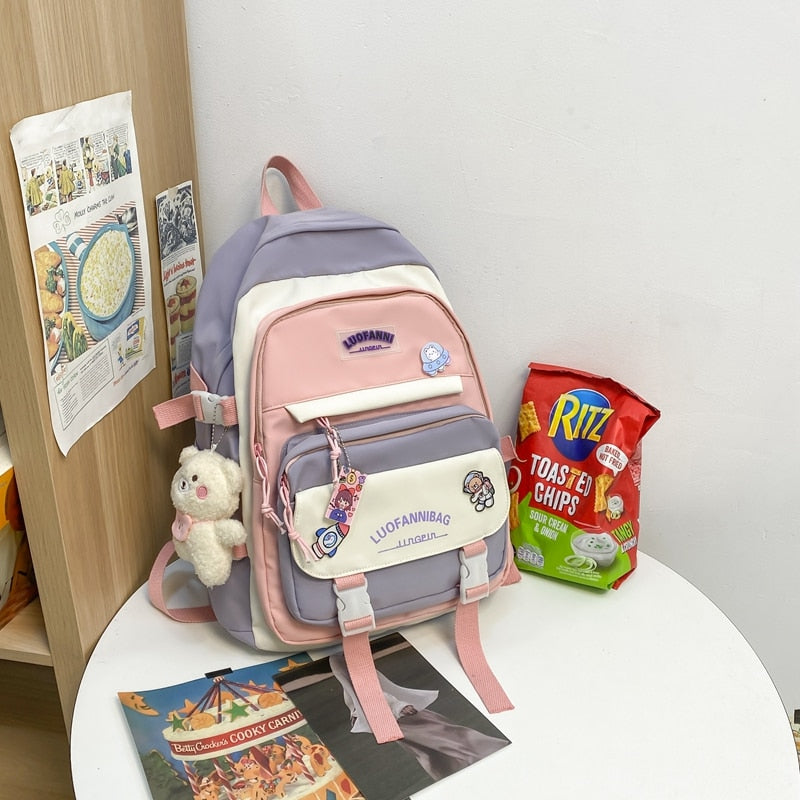 BACK TO SCHOOL  Fashion Women Backpack Cute Nylon Waterproof Set Bag Rucksack Teens Kawaii Bookbag for Girls Schoolbag Travel Mochila