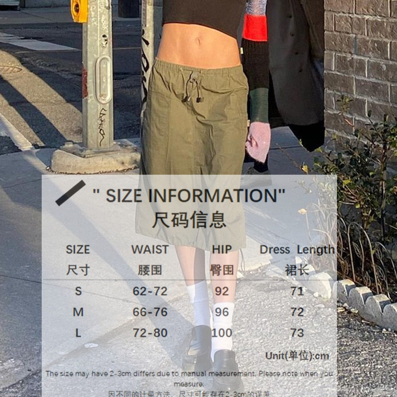 swvws Y2K Grey Cargo Skirts Pockets Low Waisted Grunge Fashion Streetwear Straight Skirts Aesthetic Korean Outfits Chic New