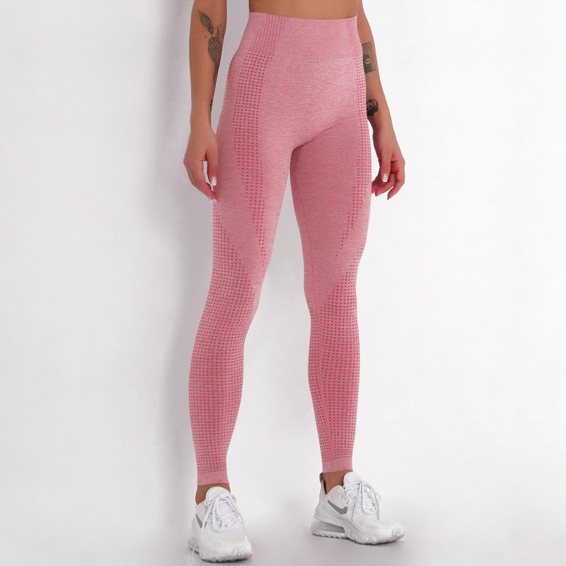 swvws  Seamless Knitted Fitness Gym Pants Women's High Waist Yoga Pants Hips Tight Peach Buttocks High Waist Nude Leggings