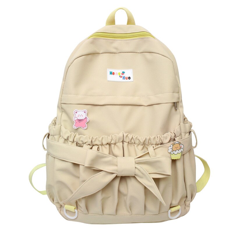 Back To School Korean Style Women Sweet Backpack Large Capacity Open Pockets Kawaii Female Bow School Bags for Teenager Girls Travel Backpacks