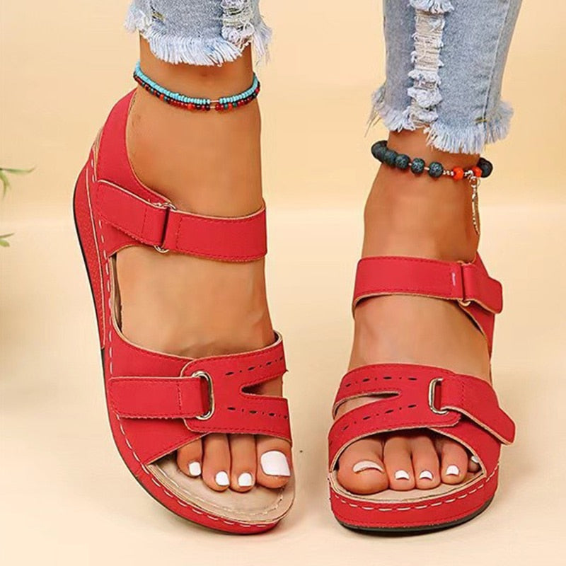 swvws Women Sandals Classic Summer Sandals Wedge Heels Sandalias Mujer Elegant Woman Heeled Shoes Wedges Shoes For Women Free Shipping