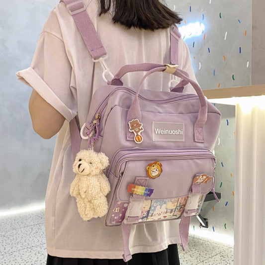 swvws Small Backpack Canvas Teenager Girls School Backpack For Female Student Women Patchwork Kawaii Rucksacks Mochila Mini Backpack