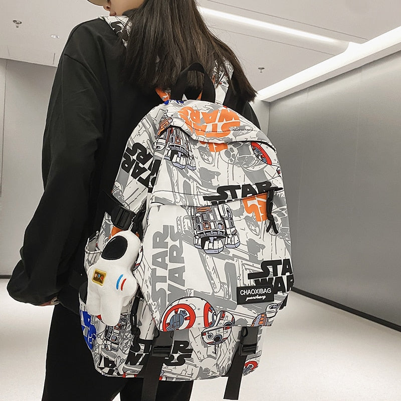 Back To School Harajuku Girl Male School Bag Female Graffiti Print Men Backpack Women Book Boy Bag Nylon Ladies Fashion Laptop Backpack Student