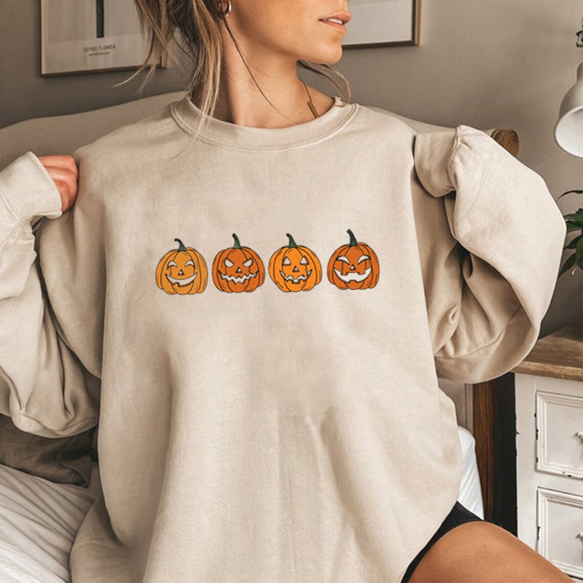 swvws Halloween Costume Pumpkin Sweatshirt Jack-O-Lantern Hoodie Halloween Crewneck Sweatshirt Fall Hoodies Unisex Sweatshirt Hoodie Spooky Season Tops