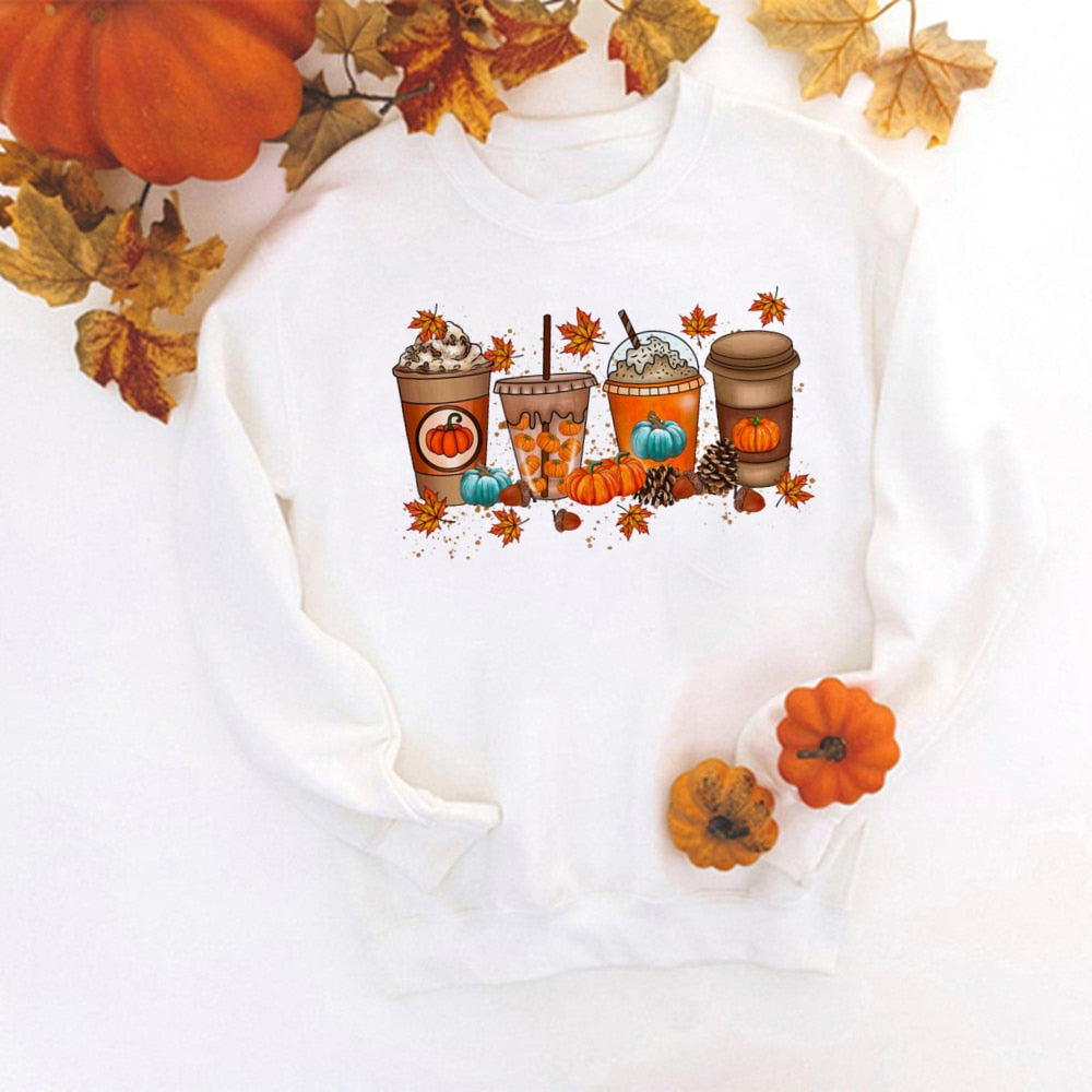 swvws Halloween Costume Colored Tis' The Season Pumpkin Spice Sweatshirt Retro Fall Women Long Sleeve Autumn Halloween Pullovers Streetwear Outfits