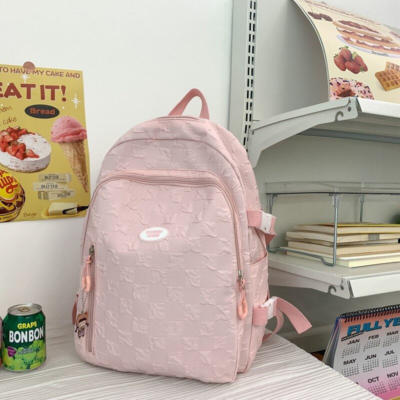 Back to school  Girl Fashion Waterproof Backpack Cute Teenage Bookbag Shoulder Bag Kawaii Pinkycolor Rucksack Women Mochila Schoolbag