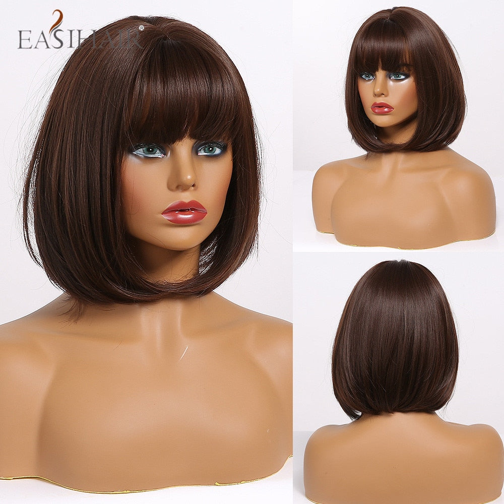 swvws  Short Hair Wig With Bangs Pixie Cut Ombre Black Ash Light Blonde Synthetic Wigs For Women Cosplay Wigs Heat Resistant