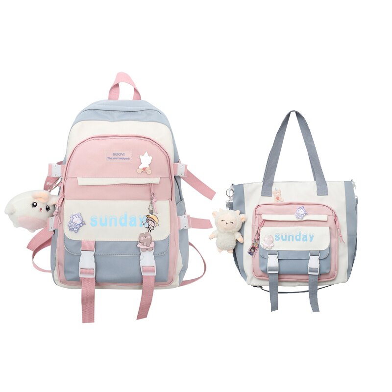 Back to school  Fashion Cute Teens Bookbag Nylon Waterproof Women Backpack Travel Mochila Kawaii Schoolbag for Girls Set Bag Rucksack