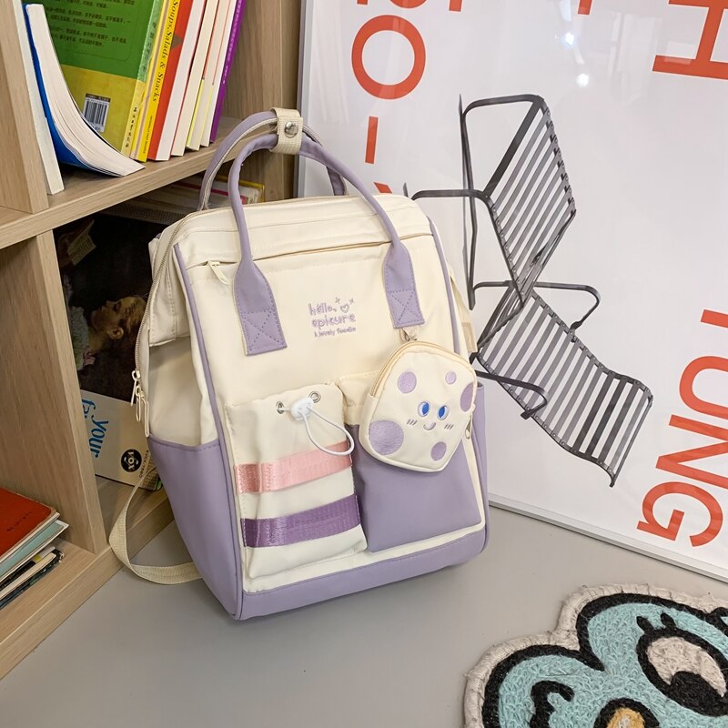 BACK TO COLLEGE  Fashion Girls Cute Backpack Sweet Kawaii Teenager Schoolbag Rucksack High School Mochila Bookbag Nylon Shoulder Bag