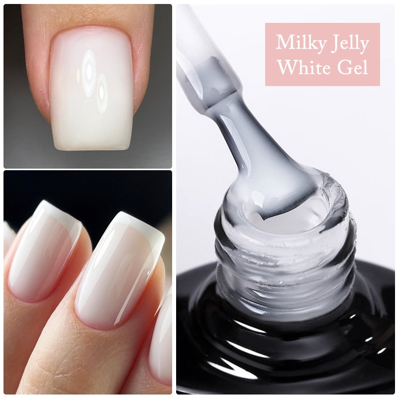 swvws  7.5Ml Milky Jelly White Gel Nail Polish Nails Clear Pink Extend Nail Tips Soak Off Led UV Gel Varnish